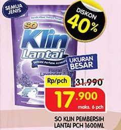 Promo Harga So Klin Pembersih Lantai All Variants 1600 ml - Superindo