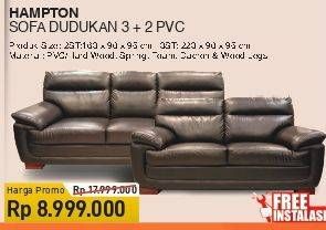 Promo Harga HAMPTON Sofa 2 + 3 Dudukan Berbahan PVC  - COURTS