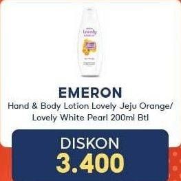 Promo Harga EMERON Hand Body Lotion Jeju Orange, Lovely White 200 ml - Indomaret