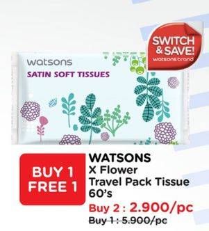 Promo Harga Watsons Satin Soft Tissues Flower Travel 60 pcs - Watsons