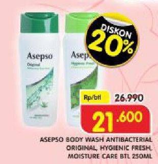 Promo Harga ASEPSO Body Wash Hygienic Fresh, Moisture Care, Original 250 ml - Superindo