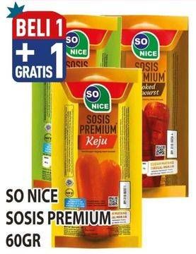 Promo Harga So Nice Sosis Siap Makan Premium 60 gr - Hypermart