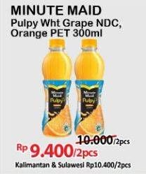 Promo Harga Minute Maid Juice Pulpy White Grape Nata De Coco, Orange 300 ml - Alfamart