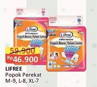 Promo Harga Lifree Popok Perekat Menyerap dan Kering L8, M9, XL7 7 pcs - Alfamart