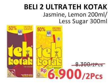 Promo Harga Ultra Teh Kotak Jasmine, Lemon, Less Sugar 300 ml - Alfamidi