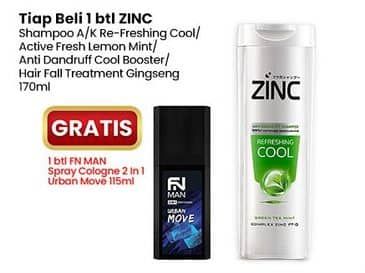 Promo Harga Zinc Shampoo Active Fresh Lemon, Refreshing Cool, Men Active Cool, Hair Fall Treatment 170 ml - Indomaret