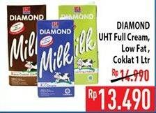 Promo Harga DIAMOND Milk UHT Full Cream, Low Fat High Calcium, Chocolate 1 ltr - Hypermart
