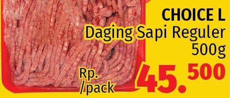 Promo Harga CHOICE L Daging Giling Sapi Reguler 500 gr - LotteMart