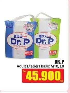 Promo Harga Dr.p Adult Diapers Basic Type L8, M10 8 pcs - Hari Hari