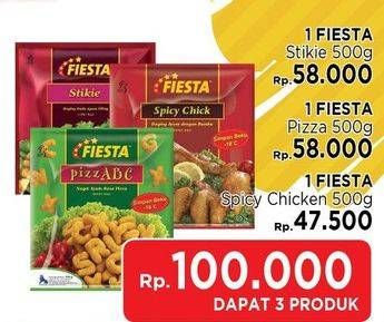 Promo Harga Paket 3 Produk: FIESTA Stikie + FIESTA Pizza + FIESTA Spicy Chicken 500gr  - LotteMart
