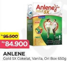 Promo Harga ANLENE Gold Plus 5x Hi-Calcium Coklat, Original, Vanila 650 gr - Alfamart