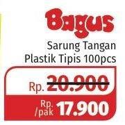 Promo Harga BAGUS Sarung Tangan Plastik Tipis 100 pcs - Lotte Grosir