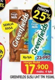 Promo Harga Greenfields UHT All Variants 950 ml - Superindo