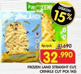 Promo Harga FROZENLAND French Fries Straight, Crinkle 1 kg - Superindo