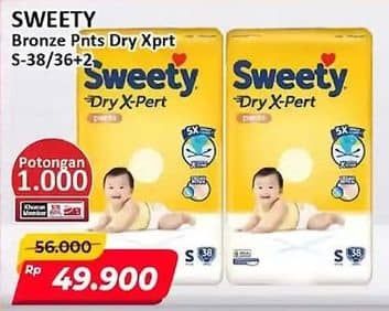 Promo Harga Sweety Bronze Pants Dry X-Pert S36+2 38 pcs - Alfamart