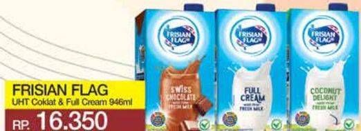 Promo Harga Frisian Flag Susu UHT Purefarm Swiss Chocolate, Full Cream 946 ml - Yogya