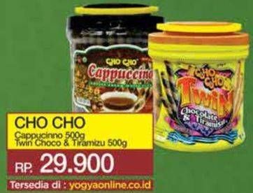 Promo Harga CHO CHO Wafer Stick Cappuccino, Twin Chocolate Tiramisu 500 gr - Yogya