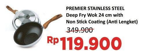 Promo Harga PREMIER Stainless Steel Deep Fry Wok With Non Stick Coating 24 Cm  - Alfamidi