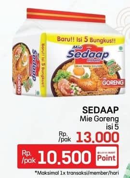 Promo Harga Sedaap Mie Goreng Original per 5 pcs 90 gr - LotteMart