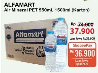 Promo Harga ALFAMART AIR Mineral 550ml, 1500ml (Karton)  - Alfamart
