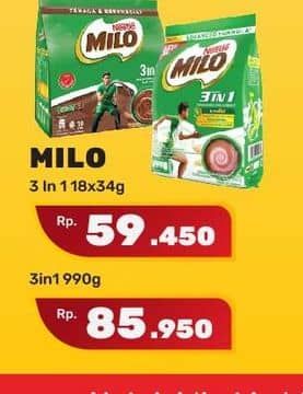 Promo Harga Milo ActivGo 3in1 per 18 sachet 35 gr - Yogya