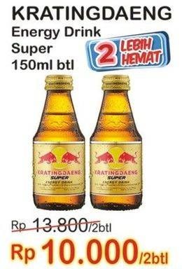 Promo Harga KRATINGDAENG Energy Drink Super per 2 botol 150 ml - Indomaret