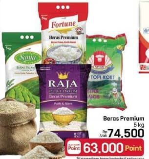 Promo Harga Fortune/Sania/Topi Koki/Raja Platinum Beras Premium   - LotteMart