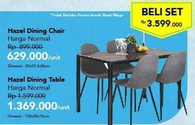 Promo Harga Hazel Dining Table + Chair Set  - Carrefour