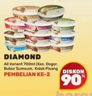 Promo Harga Diamond Ice Cream Kecuali Es Doger, Kecuali Bubur Sumsum, Kecuali Kolak Pisang 700 ml - Yogya