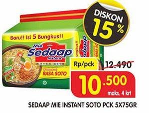 Promo Harga SEDAAP Mie Kuah Soto per 5 pcs 75 gr - Superindo