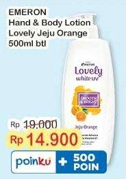 Promo Harga Emeron Lovely White Hand & Body Lotion Smooth Bright Jeju Orange 500 ml - Indomaret