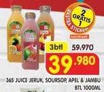 Promo Harga 365 Juice Jeruk, Sirsak, Apel, Jambu per 3 botol 1000 ml - Superindo