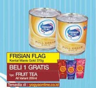 Promo Harga Beli 1 Frisian Flag Kental Manis Gold 370g, Gratis 1 Fruit Tea All Variant 200ml  - Yogya