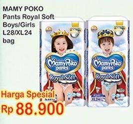 Promo Harga Mamy Poko Pants Royal Soft L28, XL24  - Indomaret