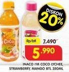 Promo Harga INACO Im Coco Drink Lychee, Strawberry, Mango 350 ml - Superindo