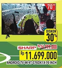Promo Harga Sharp 4T-C70DK1X 4K Ultra-HDR Android TV  - Hypermart
