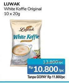 Promo Harga Luwak White Koffie Original per 10 sachet 20 gr - Alfamidi