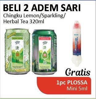 Promo Harga ADEM SARI Ching Ku Herbal Lemon, Sparkling, Herbal Tea per 2 kaleng 320 ml - Alfamidi