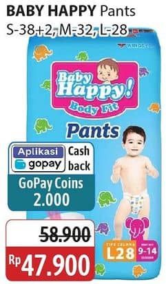 Promo Harga Baby Happy Body Fit Pants S38+2, M32, L28 28 pcs - Alfamidi