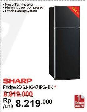 Promo Harga SHARP SJ-IG471PG | Refrigerator 2 Door  - Carrefour
