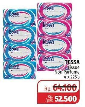 Promo Harga TESSA Facial Tissue Non Parfumed per 4 pouch 225 pcs - Lotte Grosir