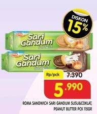 Promo Harga ROMA Sari Gandum Susu Cokelat, Peanut Butter 115 gr - Superindo