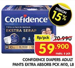 Promo Harga Confidence Adult Pants Slim & Fit Extra Absorb M10, L8 8 pcs - Superindo