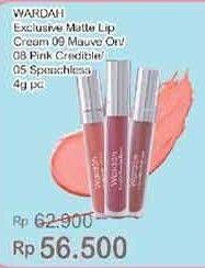 Promo Harga WARDAH Exclusive Matte Lip Cream 09 Mauve On, 08 Pinkcredible, 05 Speachless 4 gr - Indomaret