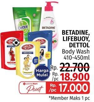 Promo Harga BETADINE/LIFEBUOY/DETTOL Body Wash  - LotteMart