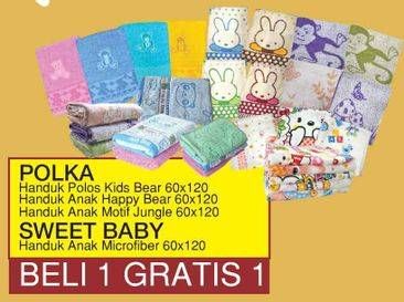 Promo Harga POLA Handuk Polos Kids Bear/Anak Happy Bear/SWEET BABY Handuk Anak Microfiber  - Yogya