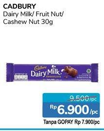 Promo Harga CADBURY Dairy Milk Fruit Nut, Dairy, Cashew Nut 30 gr - Alfamidi