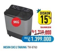 Promo Harga Sanken TW-8750 | Mesin Cuci 2 Tabung  - Hypermart