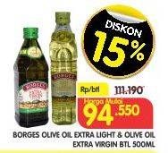 Promo Harga BORGES Olive Oil Extra Light, Extra Virgin 500 ml - Superindo