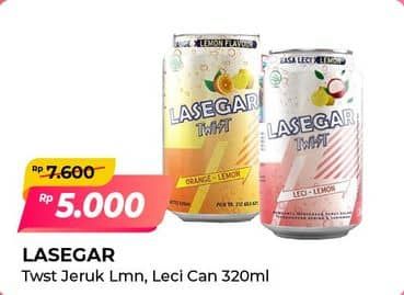 Promo Harga Lasegar Twist Larutan Penyegar Lemon, Lychee Lemon 320 ml - Alfamart